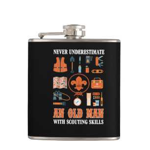 Never Underestimate An Old Man With Scouting Skill Hip Flask