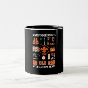 Never Underestimate An Old Man With Scouting Skill Two-Tone Coffee Mug
