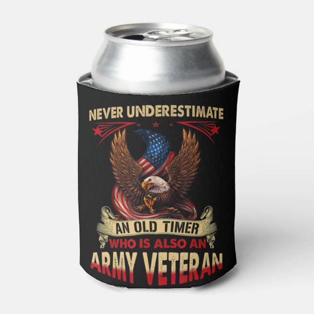 Never Underestimate An Old Timer Who Is Also An Ar Can Cooler (Can Front)