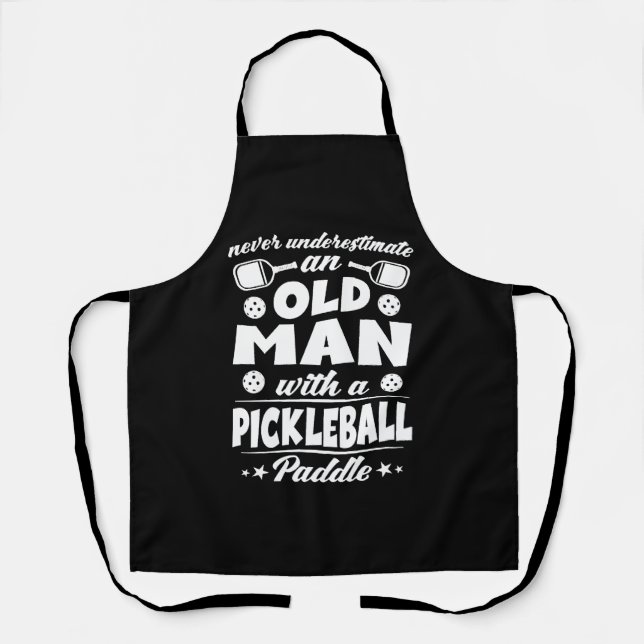 Never Underestimate Ann Old Man with a Pickleball  Apron (Front)