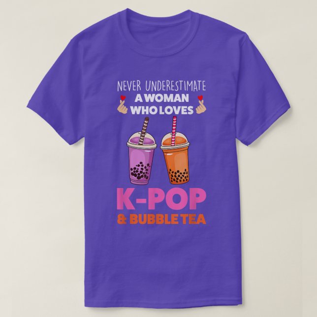 Never underestimate k-pop & bubble tea Ramen  T-Shirt (Design Front)