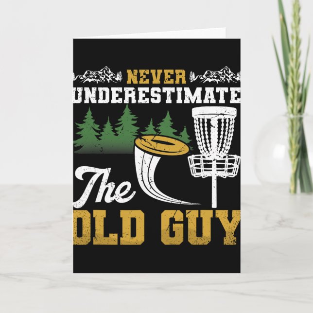 Never Underestimate Old Guy Disc Golf Frisbee Men' Card (Front)