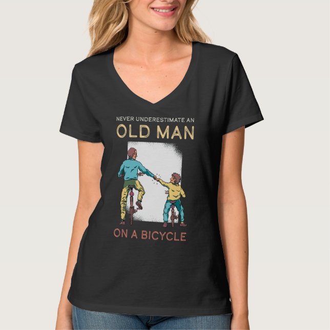 Never Underestimate Old Man Bicycle Mountain Bike  T-Shirt (Front)