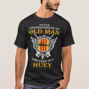 Never Underestimate Old Man Flew In Huey Vietnam V T-Shirt