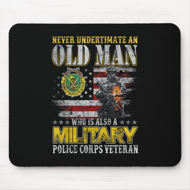Never Underestimate Old Man Military Lice Veterans Mouse Pad (Front)