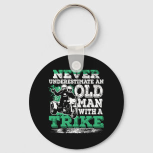 Never Underestimate Old Man With A Trike Key Ring