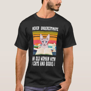 Never Underestimate Old Woman With Cats And Books T-Shirt