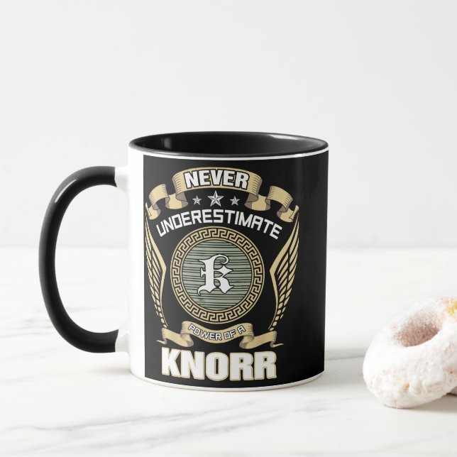 NEVER_UNDERESTIMATE_POWER_OF_A_KNORR MUG (With Donut)