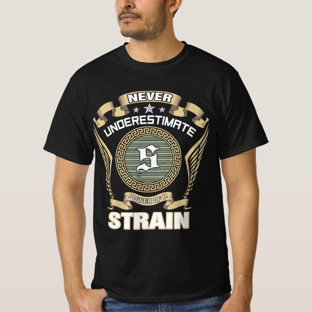NEVER_UNDERESTIMATE_POWER_OF_A_STRAIN T-Shirt (Front)