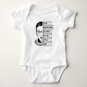 Never Underestimate Power of Girl With Book Baby Bodysuit