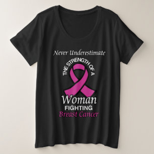 Never Underestimate/Ribbon/Woman...Breast Cancer Plus Size T-Shirt