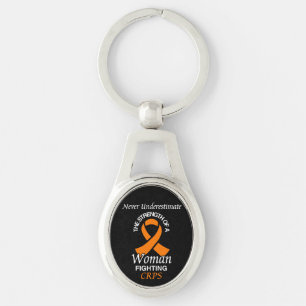 Never Underestimate/Ribbon/Woman...CRPS Key Ring