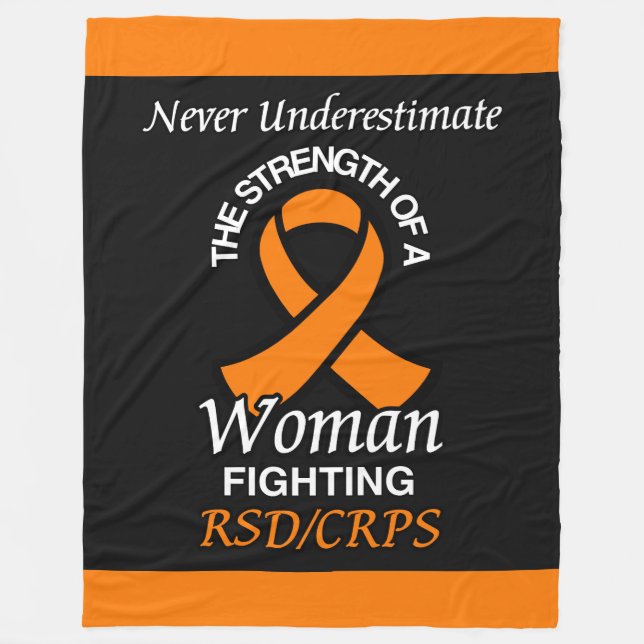 Never Underestimate/Ribbon/Woman...RSD/CRPS Fleece Blanket (Front)