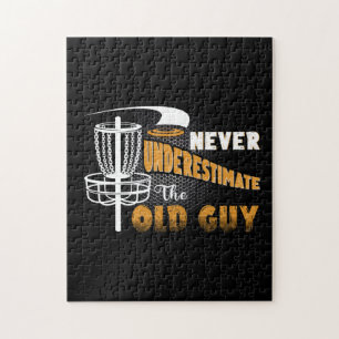 Never Underestimate The Old Guy Funny Disc Golf Jigsaw Puzzle