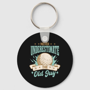 Never Underestimate The Old Guy Golfing Golf Funny Key Ring