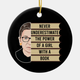 Never Underestimate The Power of a Girl With Book Ceramic Tree Decoration