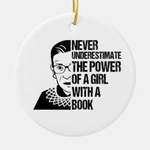 Never Underestimate The Power of a Girl With Book Ceramic Tree Decoration