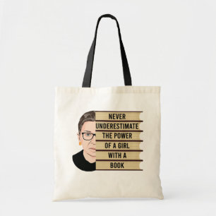 Never Underestimate The Power of a Girl With Book Tote Bag