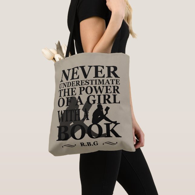 Never underestimate the power of a girl with book tote bag (Close Up)