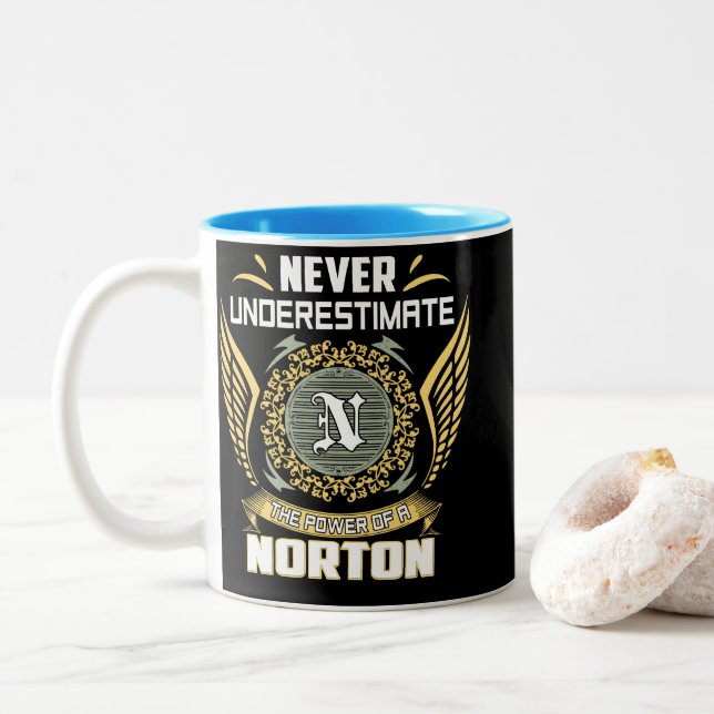 Never Underestimate The Power Of A Norton Two-Tone Coffee Mug (With Donut)