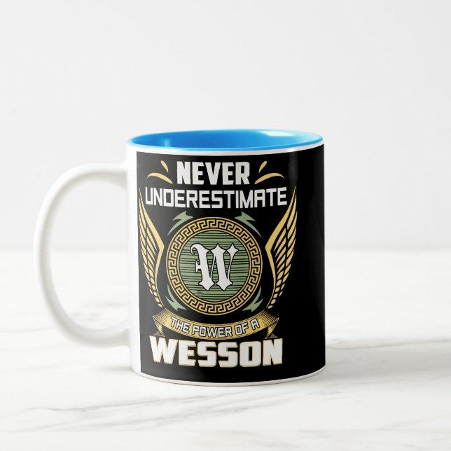 Never Underestimate The Power Of A Wesson Two-Tone Coffee Mug (Left)