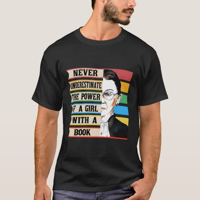 Never Underestimate The Power Of A With A Book T-Shirt (Front)