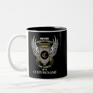Never Underestimate the power of Custom Surname Two-Tone Coffee Mug