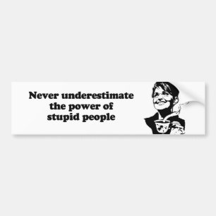 Never underestimate the power of stupid people bumper sticker
