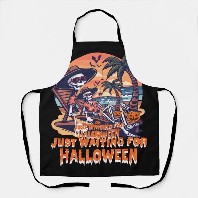 Never Waiting for Halloween Skeleton Apron (Front)