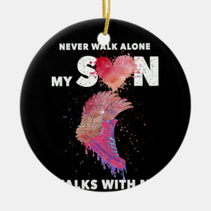 Never Walk Alone My Son Walks With Me Angel Wings Ceramic Tree Decoration