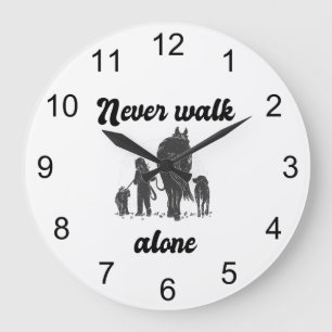 Never Walk Alone – Rustic Animal Lover Large Clock