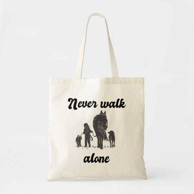 Never Walk Alone Rustic Animal Lover Tote Bag (Front)