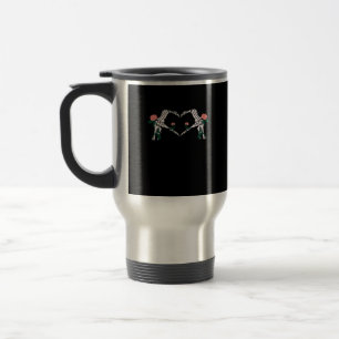 Never Wilts Skeleton Hands Roses Artistic Design Travel Mug