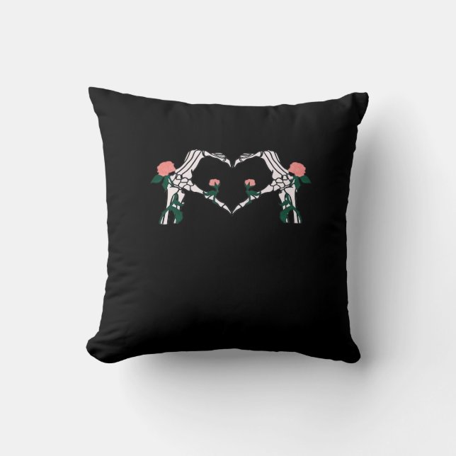 Never Wilts – Skeleton Hands Roses  Cushion (Front)