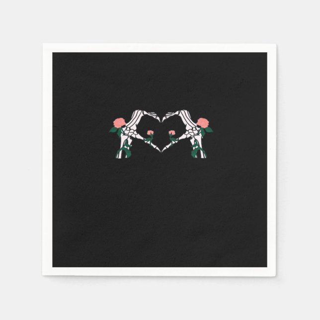 Never Wilts – Skeleton Hands Roses  Napkin (Front)