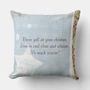 Never Yell at Children Blue Chocolate Throw Pillow