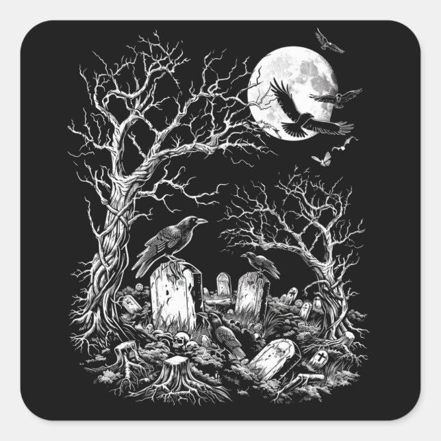 Nevermore Cemetery Square Sticker (Front)