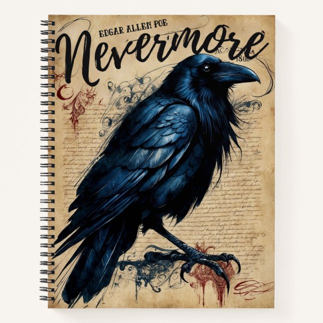 NEVERMORE Edgar Allen Poe Crow Notebook (Front)