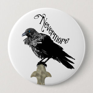 Nevermore Raven 10 Cm Round Badge