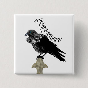 Nevermore Raven 15 Cm Square Badge