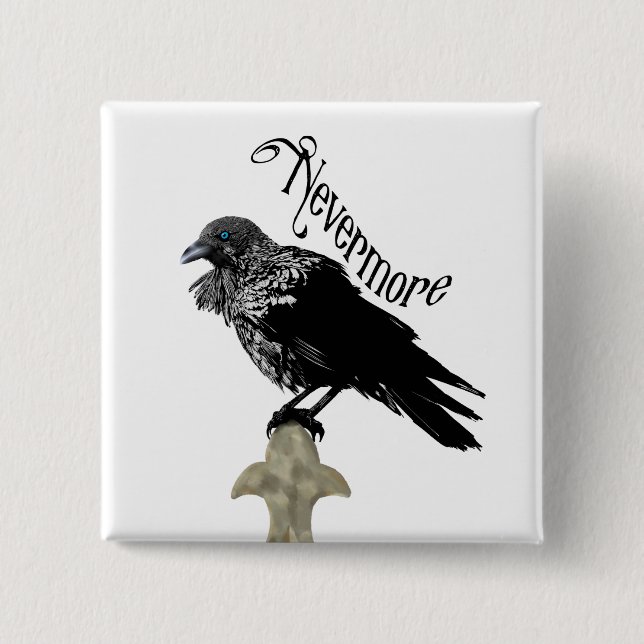 Nevermore Raven 15 Cm Square Badge (Front)