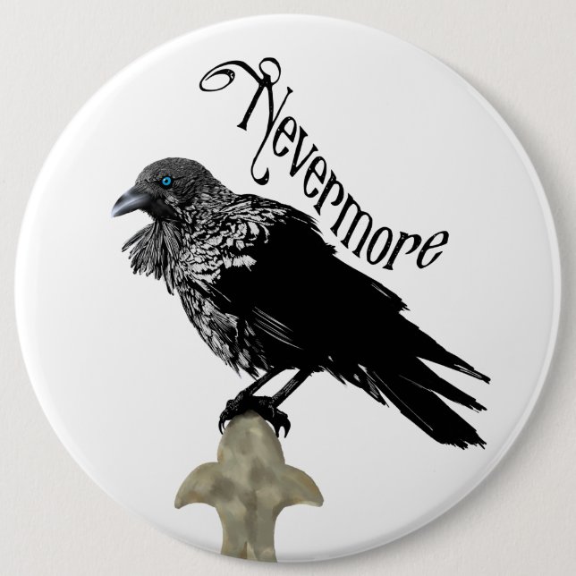 Nevermore Raven 6 Cm Round Badge (Front)