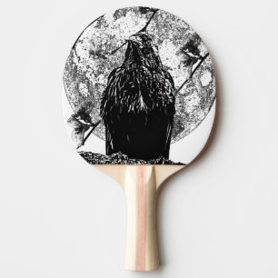 Nevermore Raven and the moon Ping Pong Paddle