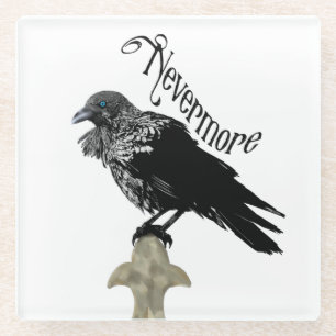 Nevermore Raven Glass Coaster