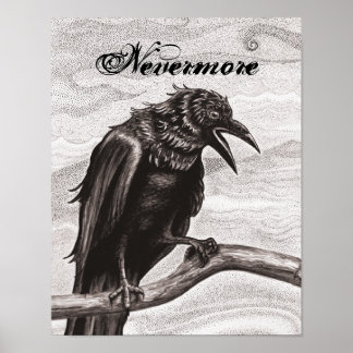 Nevermore Raven in the Mist Poster