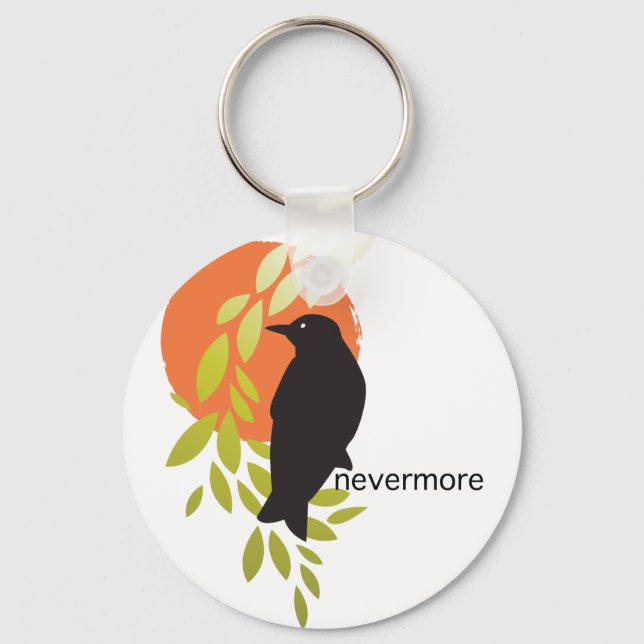 Nevermore - Raven & Moon by Poe Key Ring (Front)