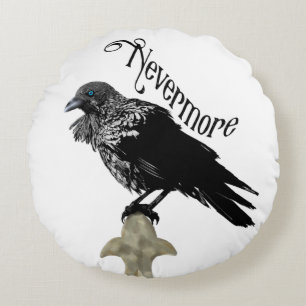 Nevermore Raven Round Cushion