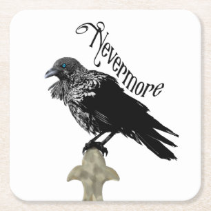 Nevermore Raven Square Paper Coaster