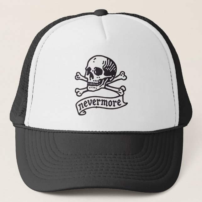 Nevermore Skull And Crossbones  Trucker Hat (Front)