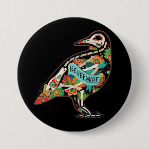 Nevermore Sugar Skull Raven 7.5 Cm Round Badge